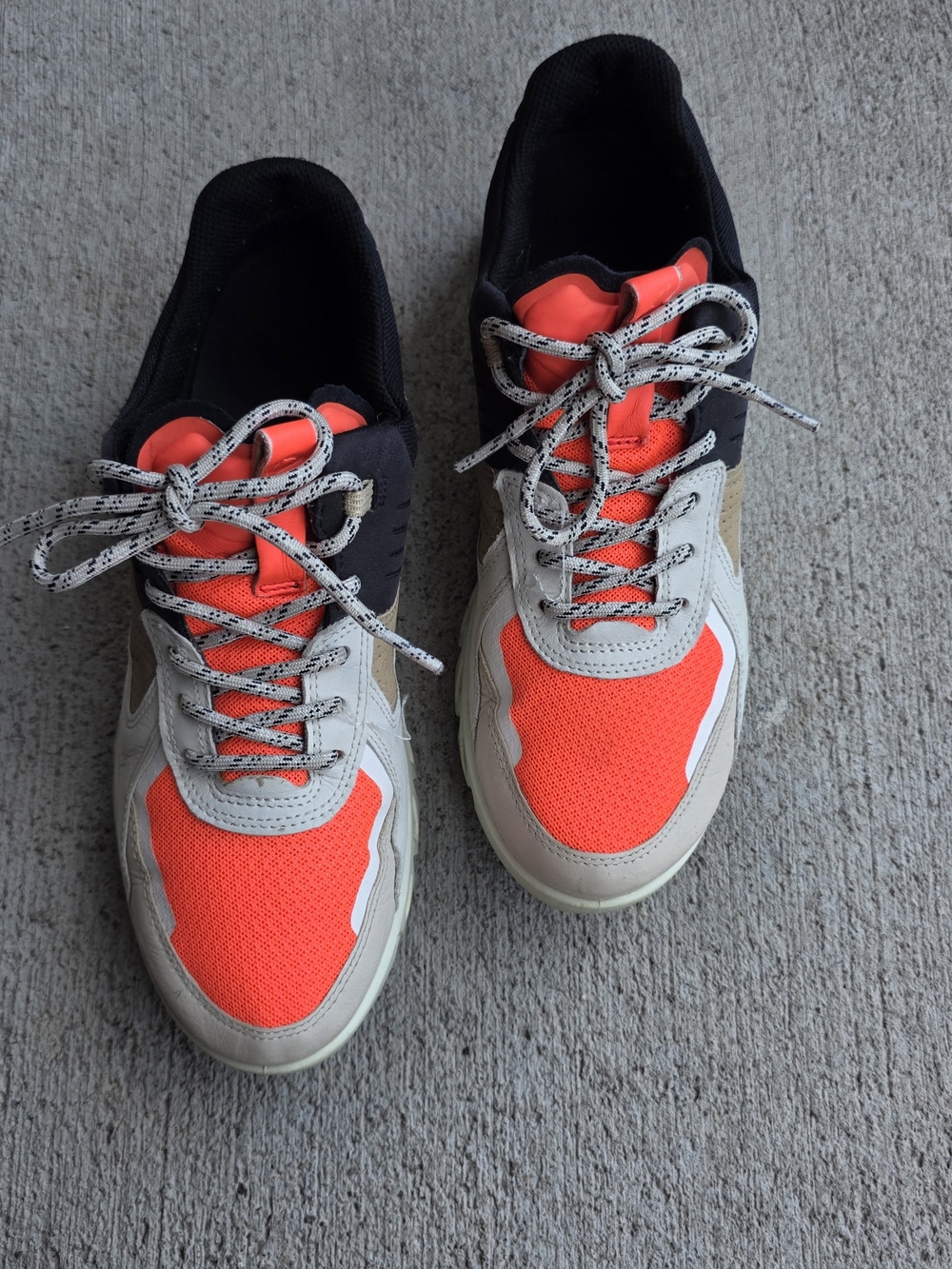 Ecco Women's Neon Orange and Black Mesh Sneakers